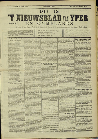 Nieuwsblad van Yperen en van het Arrondissement (1872 - 1912) 1909-04-10