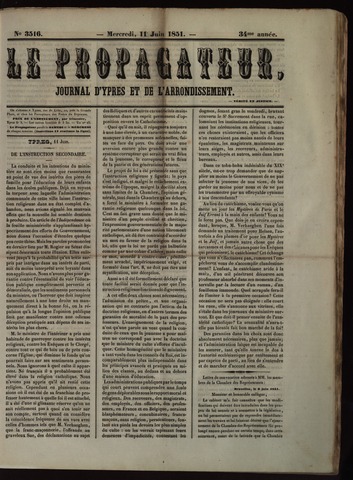 Le Propagateur (1818-1871) 1851-06-11