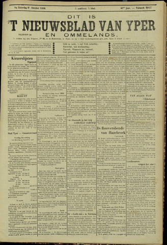 Nieuwsblad van Yperen en van het Arrondissement (1872 - 1912) 1906-10-06