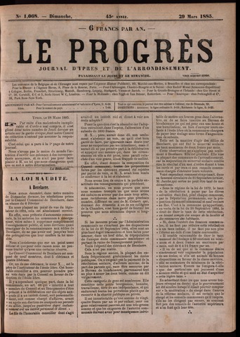 Le Progrès (1841-1914) 1885-03-29