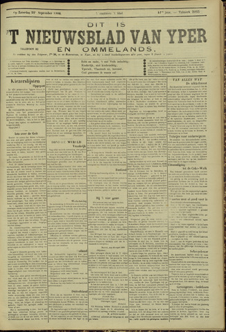 Nieuwsblad van Yperen en van het Arrondissement (1872-1912) 1906-09-22