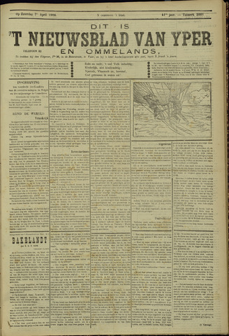 Nieuwsblad van Yperen en van het Arrondissement (1872 - 1912) 1906-04-07
