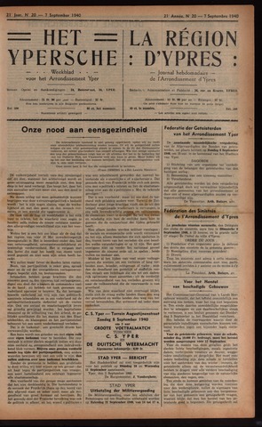 Het Ypersch nieuws (1929-1971) 1940-09-07