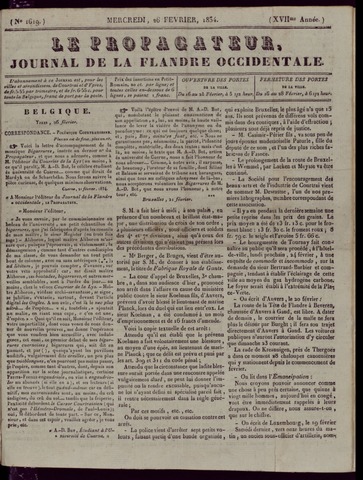 Le Propagateur (1818-1871) 1834-02-26