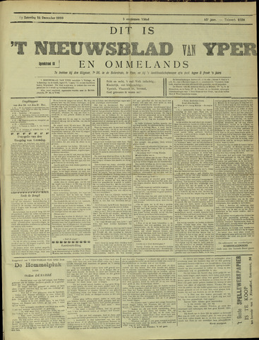 Nieuwsblad van Yperen en van het Arrondissement (1872 - 1912) 1910-12-24
