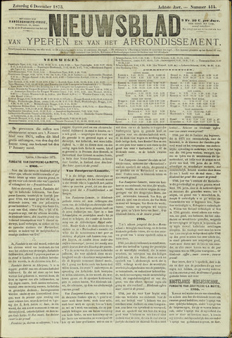Nieuwsblad van Yperen en van het Arrondissement (1872-1912) 1873-12-06