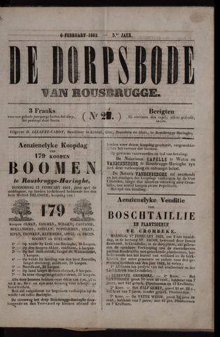 De Dorpsbode van Rousbrugge (1856-1857 en 1860-1862) 1862-02-06
