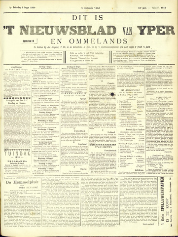 Nieuwsblad van Yperen en van het Arrondissement (1872 - 1912) 1910-08-06