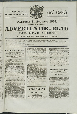 Het Advertentieblad (1825-1914) 1849-08-11