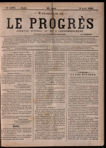 Le Progrès (1841-1914) 1885-04-09