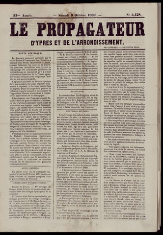 Le Propagateur (1818-1871) 1869-10-09