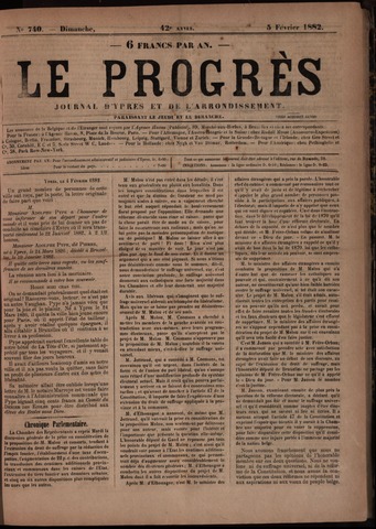 Le Progrès (1841-1914) 1882-02-05