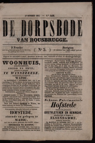 De Dorpsbode van Rousbrugge (1856-1857 en 1860-1862) 1861-10-17