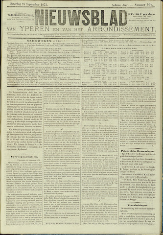 Nieuwsblad van Yperen en van het Arrondissement (1872-1912) 1873-09-27