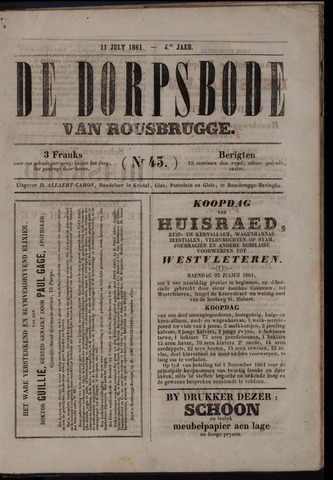 De Dorpsbode van Rousbrugge (1856-1857 en 1860-1862) 1861-07-11