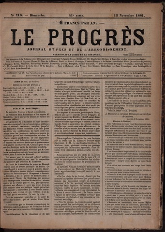 Le Progrès (1841-1914) 1881-11-13