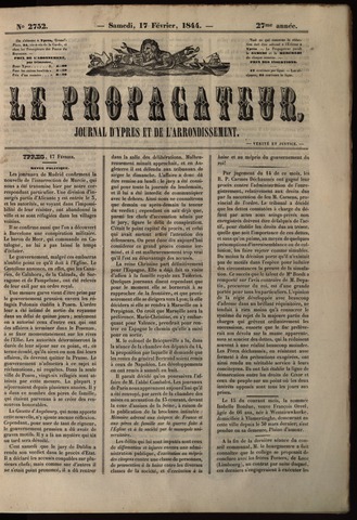 Le Propagateur (1818-1871) 1844-02-17