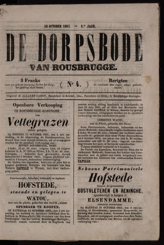 De Dorpsbode van Rousbrugge (1856-1857 en 1860-1862) 1861-10-10