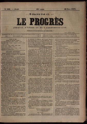 Le Progrès (1841-1914) 1877-03-29