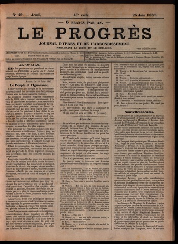 Le Progrès (1841-1914) 1887-06-23
