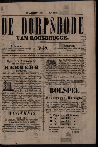 De Dorpsbode van Rousbrugge (1856-1866) 1862-08-27
