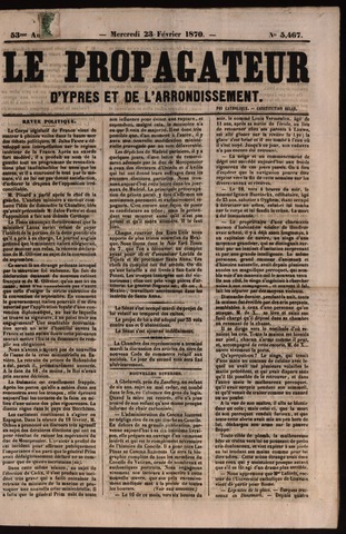 Le Propagateur (1818-1871) 1870-02-23