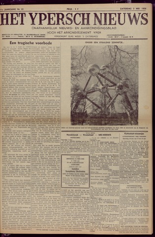 Het Ypersch nieuws (1929-1971) 1958-05-03