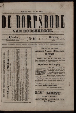 De Dorpsbode van Rousbrugge (1856-1857 en 1860-1862) 1862-03-06