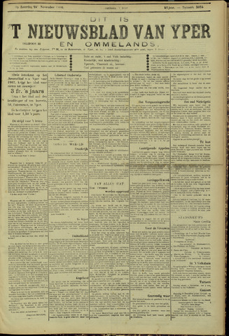 Nieuwsblad van Yperen en van het Arrondissement (1872-1912) 1906-11-24
