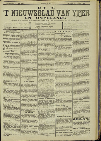 Nieuwsblad van Yperen en van het Arrondissement (1872 - 1912) 1901-06-08