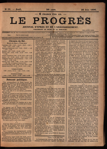 Le Progrès (1841-1914) 1890-06-26