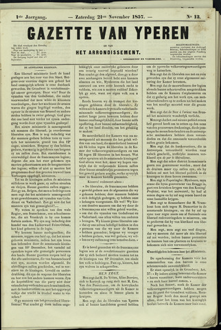 Gazette van Yperen (1857-1862) 1857-11-21