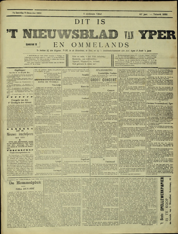 Nieuwsblad van Yperen en van het Arrondissement (1872 - 1912) 1910-12-03