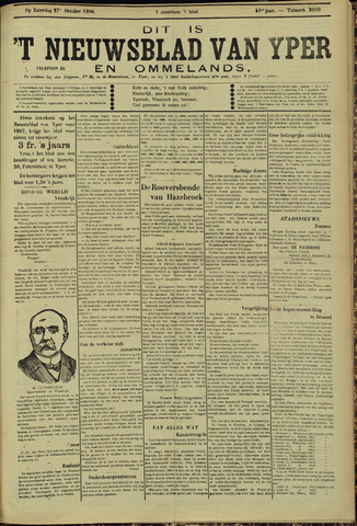 Nieuwsblad van Yperen en van het Arrondissement (1872 - 1912) 1906-10-27