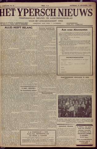 Het Ypersch nieuws (1929-1971) 1958-11-29
