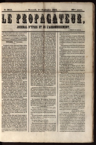 Le Propagateur (1818-1871) 1852-09-01