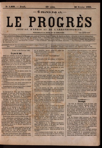 Le Progrès (1841-1914) 1885-02-26