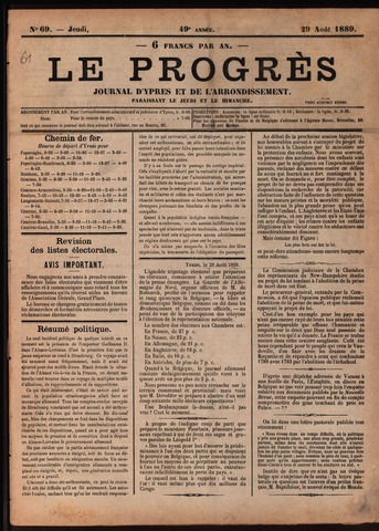 Le Progrès (1841-1914) 1889-08-29