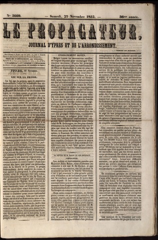 Le Propagateur (1818-1871) 1852-11-27