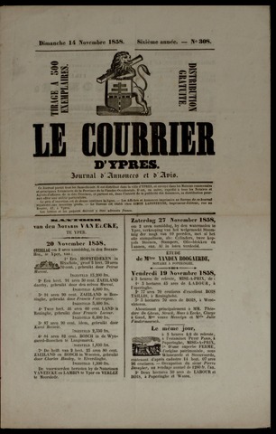 Le Courrier d'Ypres (1858, 1866, 1884 en 1911) 1858