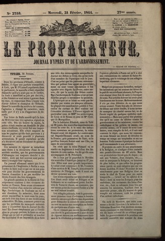 Le Propagateur (1818-1871) 1844-02-21