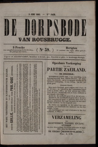 De Dorpsbode van Rousbrugge (1856-1857 en 1860-1862) 1862-06-05