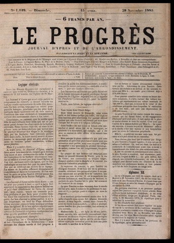 Le Progrès (1841-1914) 1885-11-29