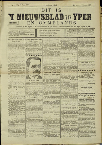 Nieuwsblad van Yperen en van het Arrondissement (1872 - 1912) 1909-03-13