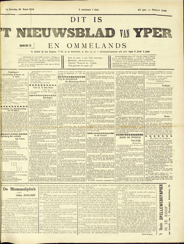 Nieuwsblad van Yperen en van het Arrondissement (1872 - 1912) 1910-03-26