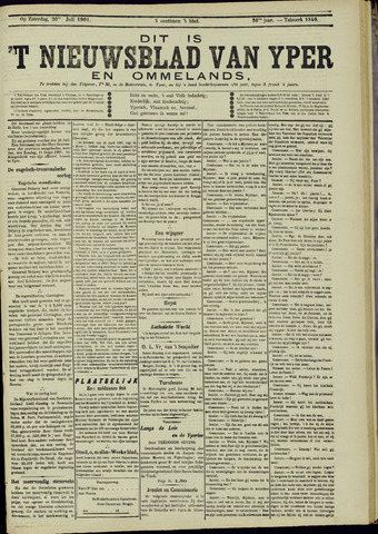 Nieuwsblad van Yperen en van het Arrondissement (1872-1912) 1901-07-20