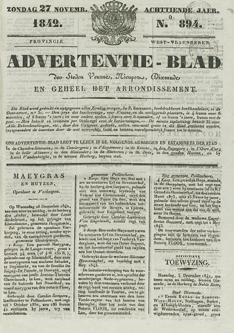 Het Advertentieblad (1825-1914) 1842-11-27