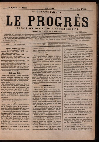 Le Progrès (1841-1914) 1885-01-22