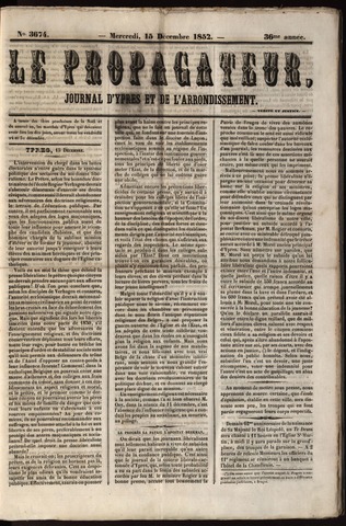 Le Propagateur (1818-1871) 1852-12-15