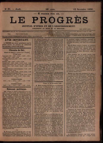 Le Progrès (1841-1914) 1890-11-13